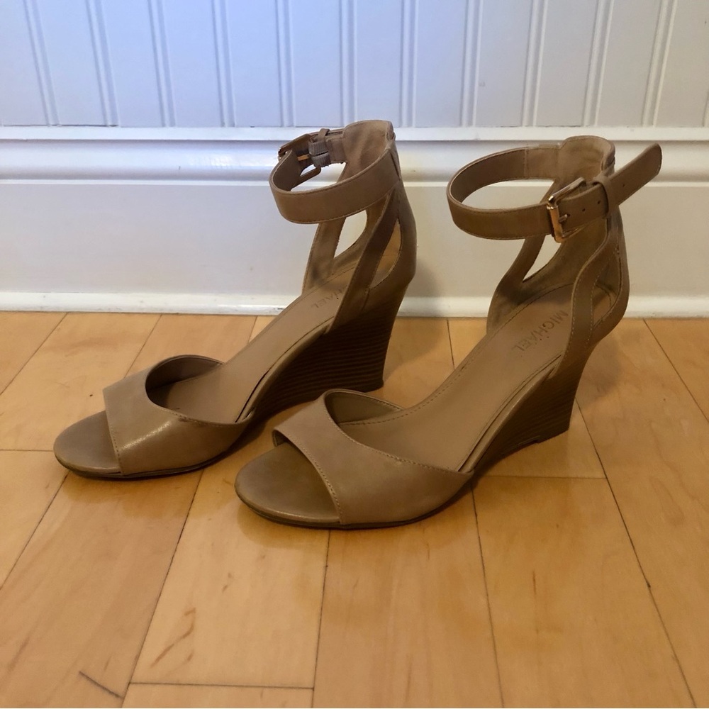 Women’s Tan Wedges with Strap - Size 8 - 3-1/4” Heel